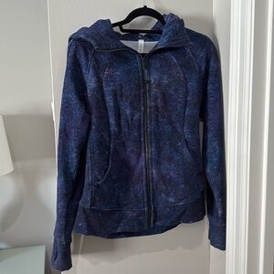 Like new Lululemon scuba sweater with blue and purple star Detail size 8